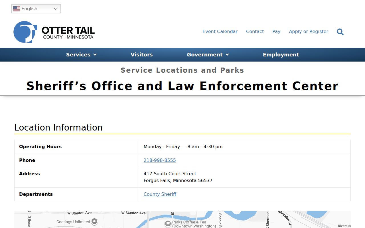 Otter Tail County Sheriff's Office and Law Enforcement Center in Fergus Falls, where warrant records requests are filed