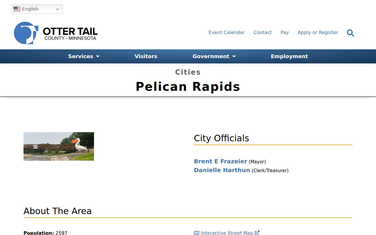 Pelican Rapids city profile image showing the community covered by the county-wide Otter Tail warrant list