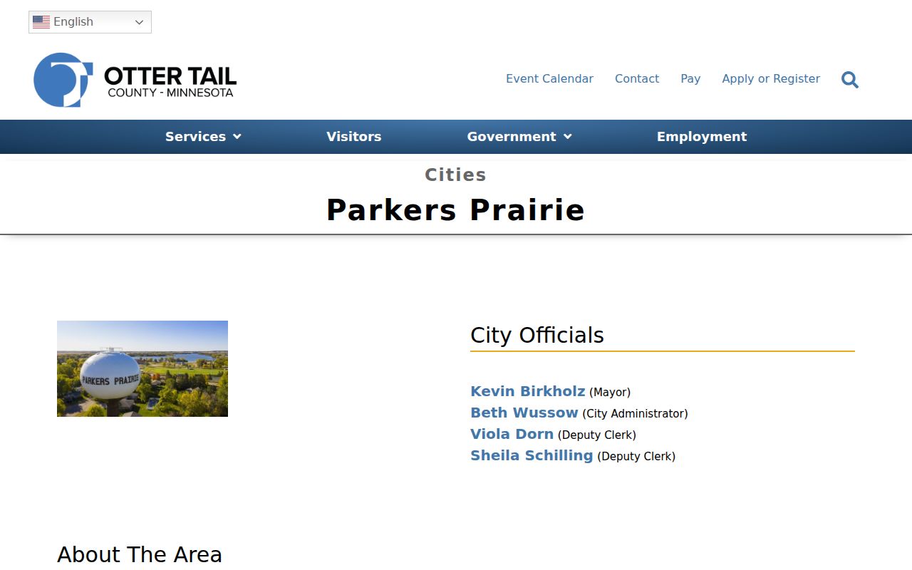 Parkers Prairie city profile image showing the community served by the local police and the Otter Tail County warrant list